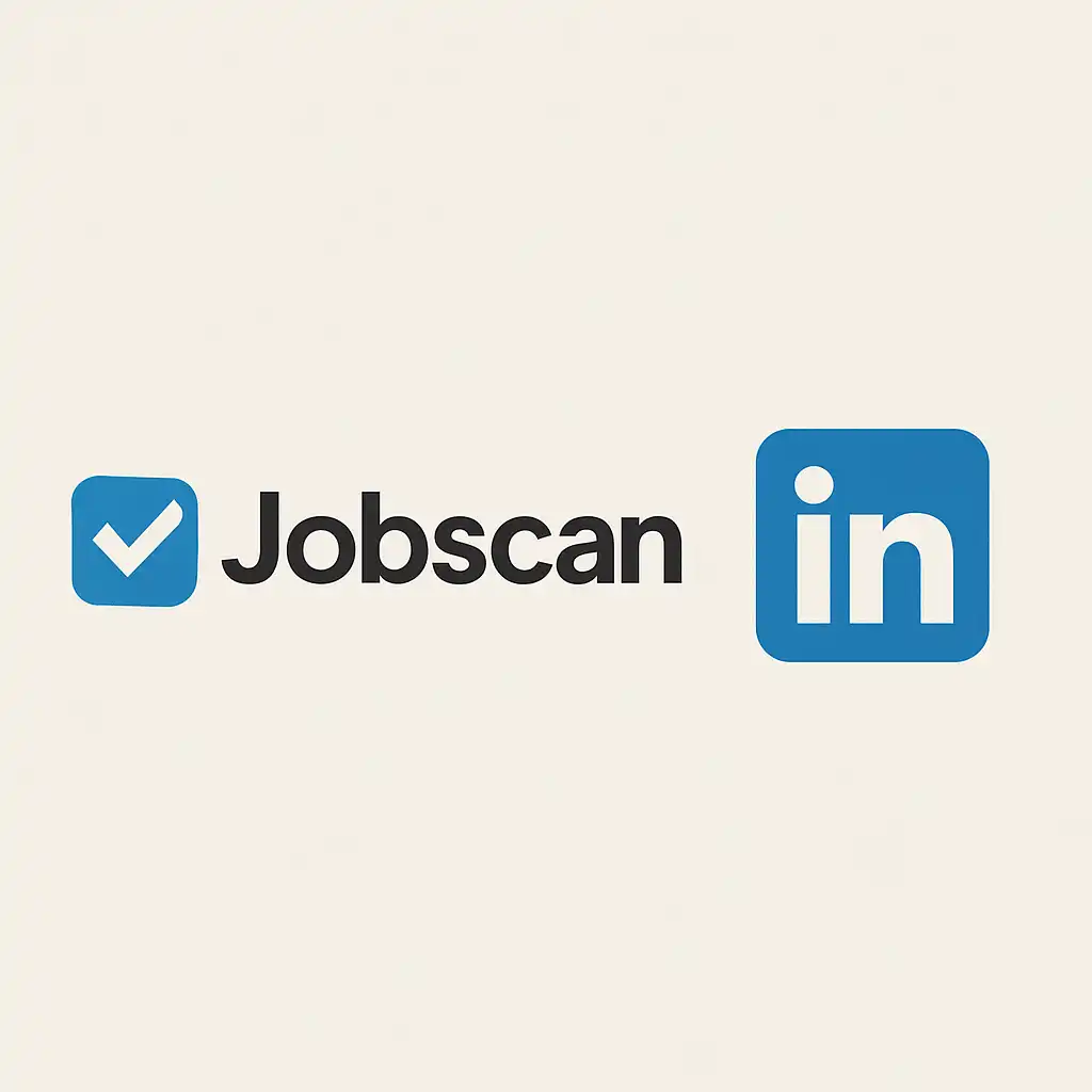 Logos of Jobscan and LinkedIn, highlighting keyword optimization for resumes.